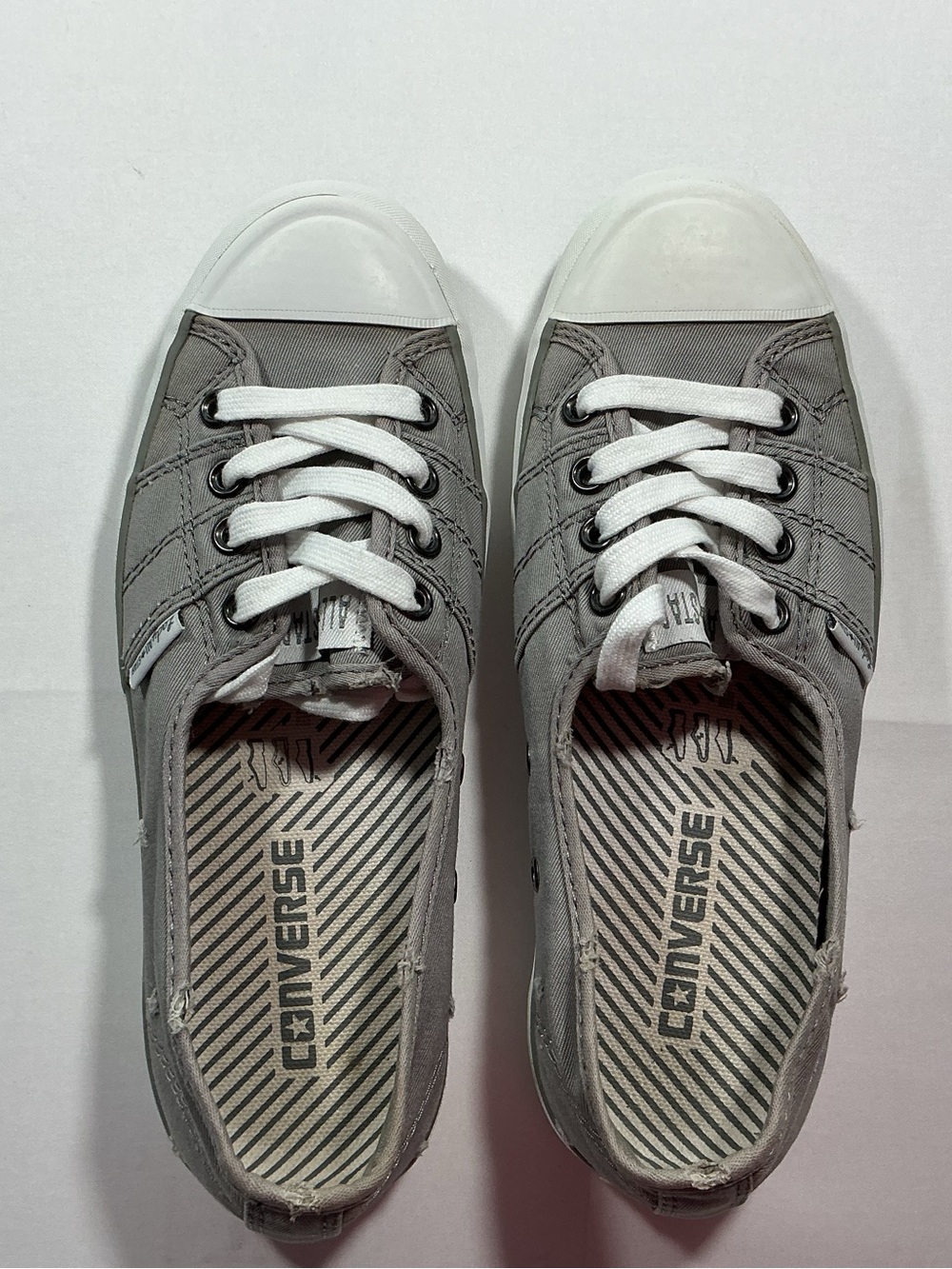 Converse Low-Top Canvas Sneakers in Gray and White